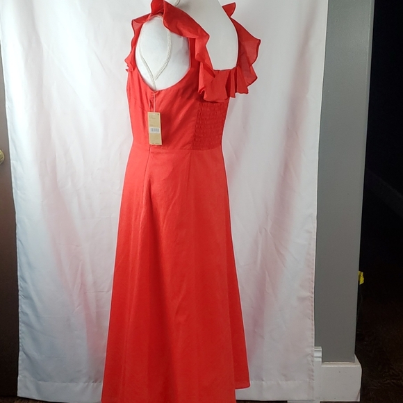 Cremieux  Cassie Red Ruffle Midi Dress Size 10 new with tags - Picture 4 of 10